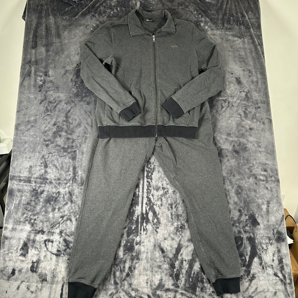 Michael Kors Tracksuit Men L/XL Gray Full Zip Jacket Joggers Set 3778